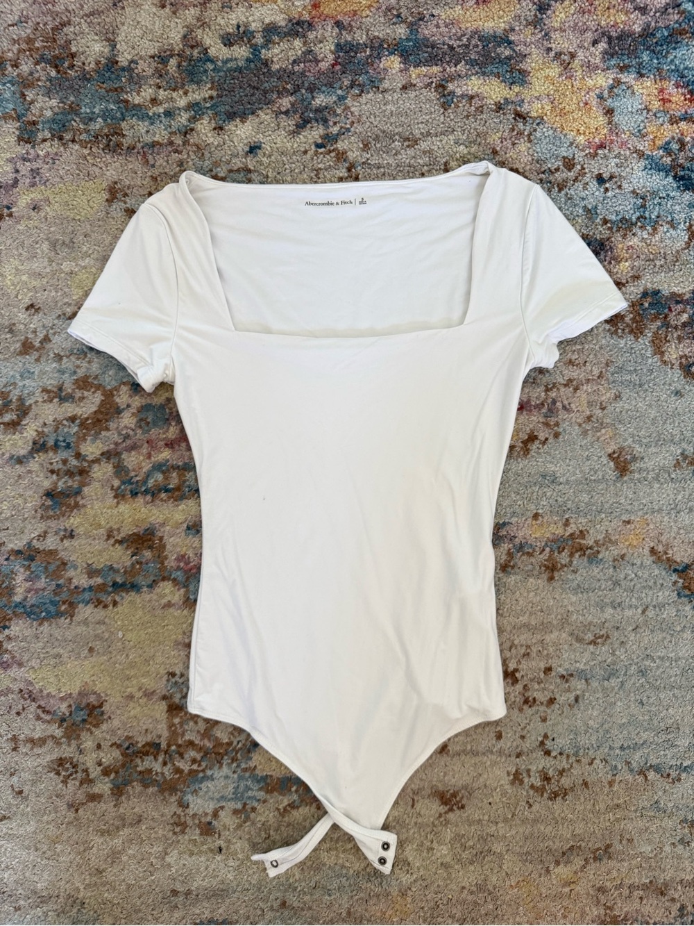 Abercrombie & Fitch White Square Neck Short Sleeve Bodysuit
